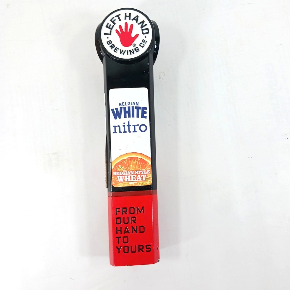 Left Hand Brewing Co Belgian White Nitro Beer Tap Handle 10 Inch Triangular